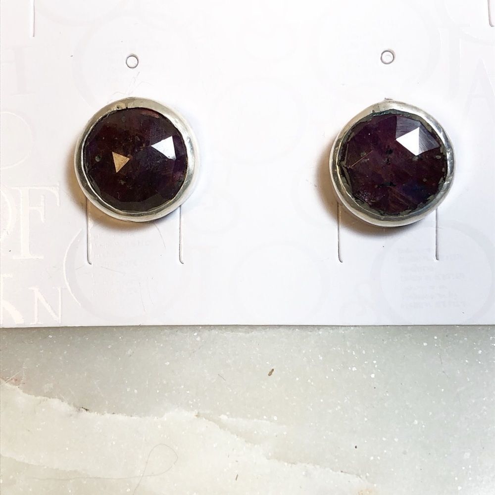 Natural Ruby & Sterling Silver earrings. NEW
